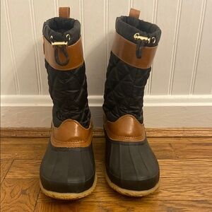 Tommy Hilfiger Black and Brown Winter Boots